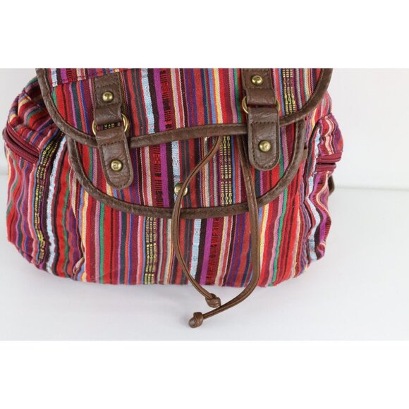 Vtg American Eagle Outfitters Distressed Rainbow Striped Top Loader Backpack Bag main image 8